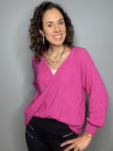 Radiant Dragon Fruit Twisted Top Lightweight Sweater