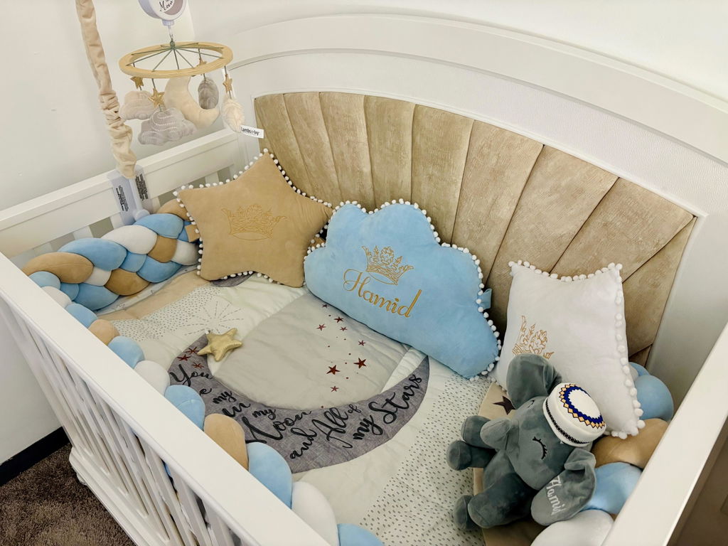 Baby Boy Bedding Set Blue - Cloud & Star Crown Pillows