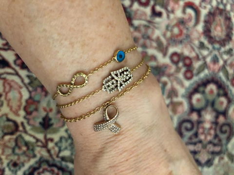 White Diamond Small Oriental Hamsa Bracelet