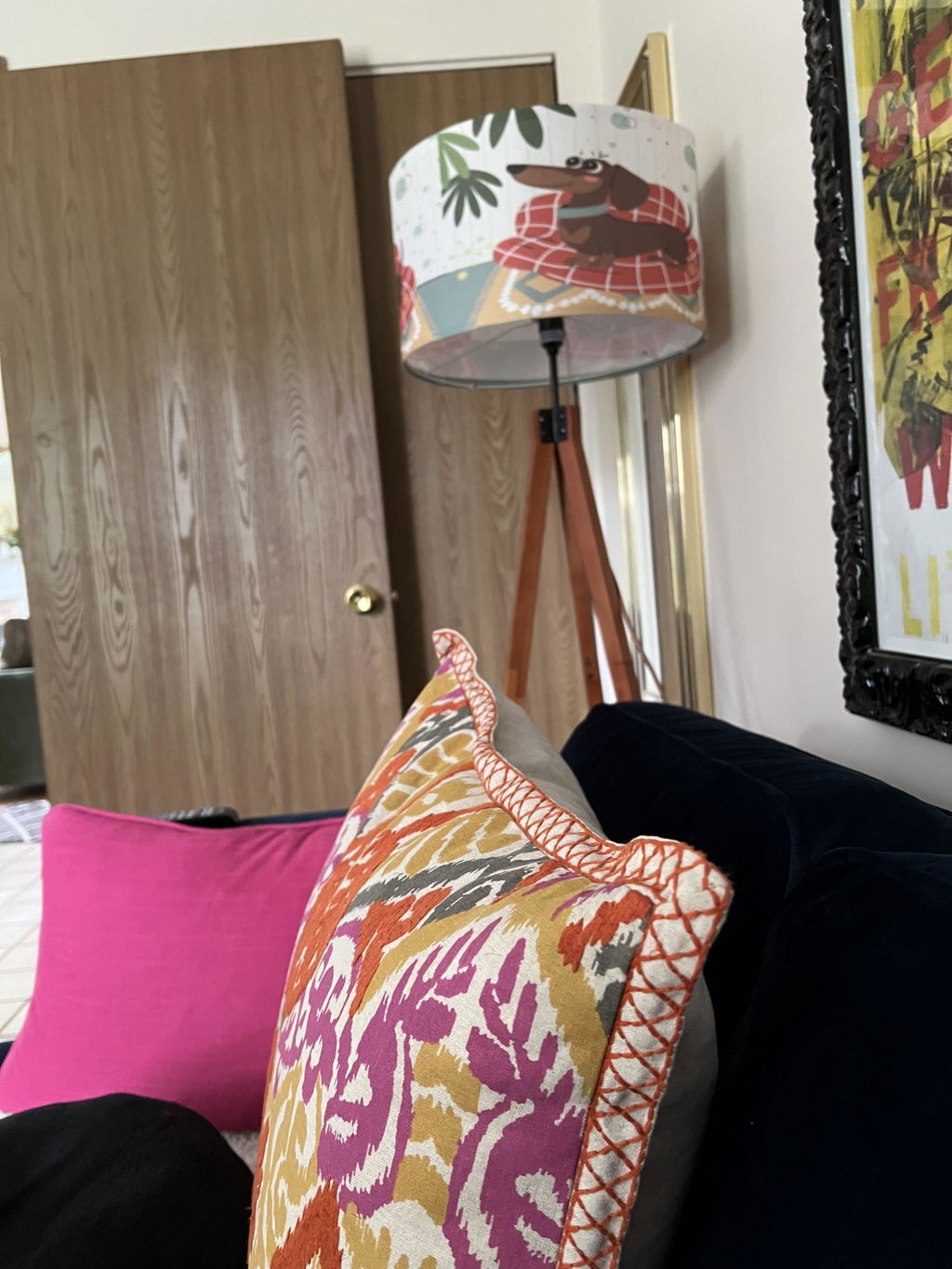 Mid Century Modern Retro Atomic Doxie Dog Tripod Floor Lamp