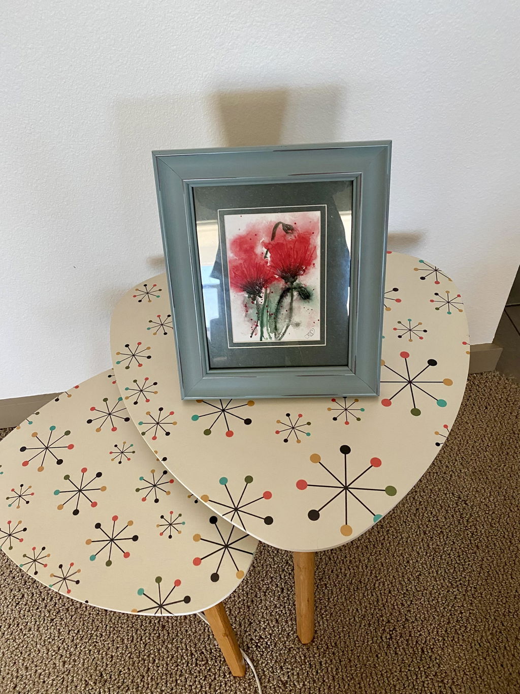 Mid Century Modern Starburst Nesting Tables, Retro Atomic Accent Furniture