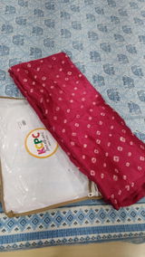 KcPc Modal Gaji Silk Bandhani Ekdana Handmade Bandhej Saree with Lagdi Patta Pallu  RJB