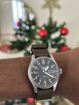 Seiko, Men's Mechanical Watch Analog, Black Dial Brown Nylon Strap, SRPJ85K