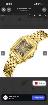 Beverly Hills Polo Club Women's Analog Watch with Gold Dial and Gold Stainless Steel Band, BP3755C.110