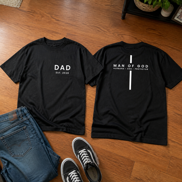 Personalized Dad Est Shirt, Man of God Cross Tee, Father's Day Gift customer review photo