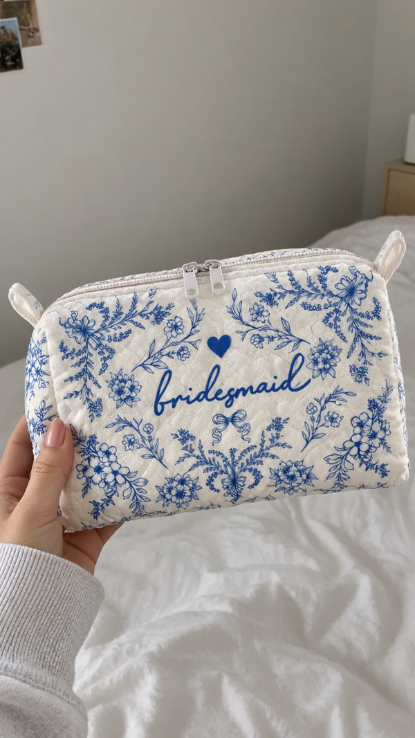 Something Blue For The Bride To Be - Quilted Makeup Bag customer review photo