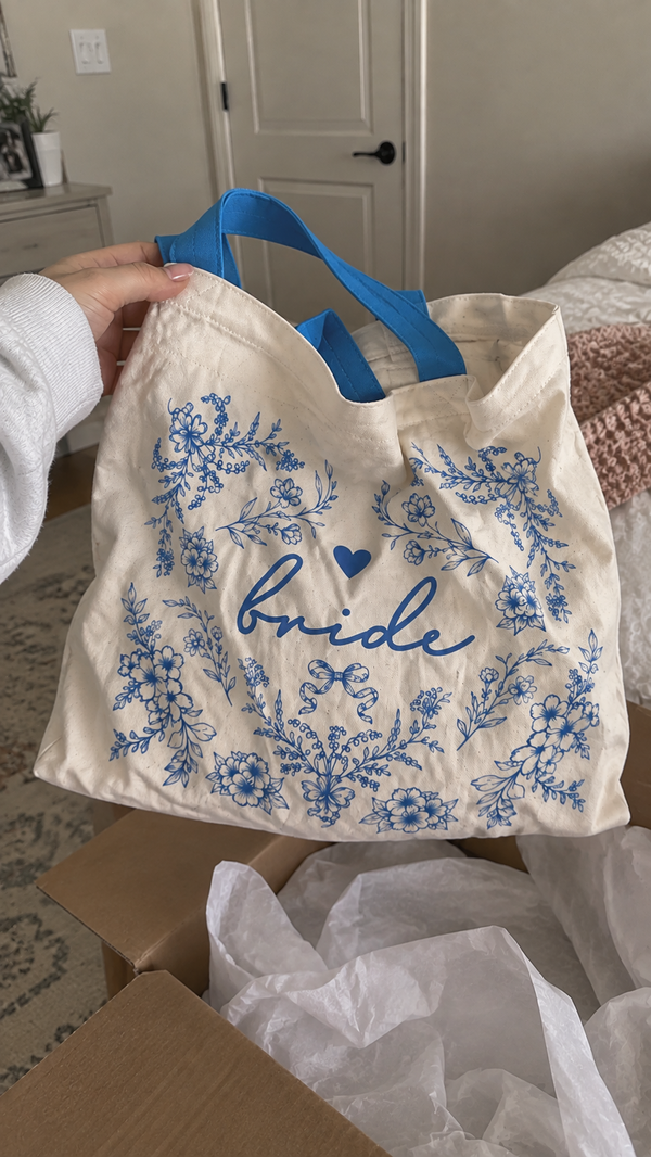 Bride Tribe Floral Heart Bridal Party Gift Canvas Tote Bag customer review photo