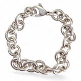 Vintage Tiffany & Co Plain Round Link Charm Bracelet in 925 Sterling Silver