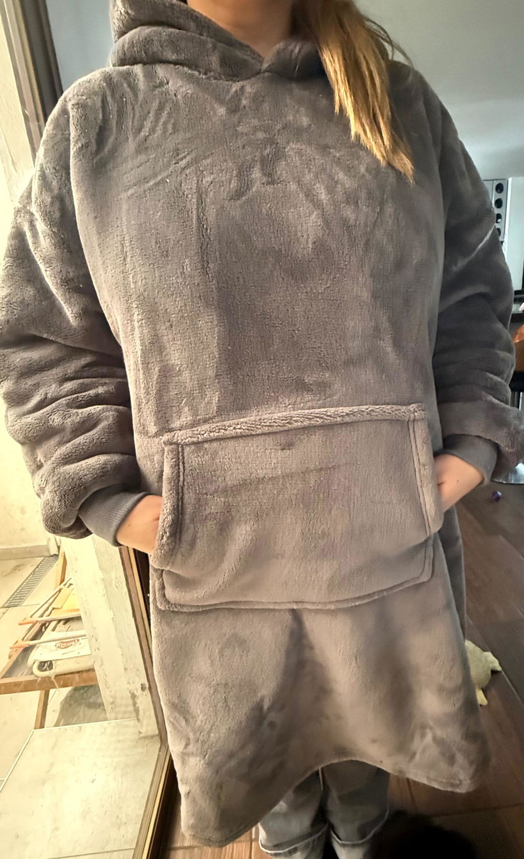 Poleron Manta Sherpa Gris Snuzz Loungewear 1 un