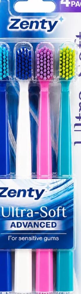 Pack 4 un. Cepillo De Dientes con Tapa Zenty Advanced Ultra-Soft 1 Un 4 un