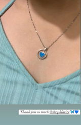 Circled Blue Opal Heart Pendant Necklace