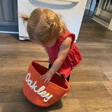 Personalized Halloween Rope Basket | Hand-Knit Name Trick-or-Treat Bucket