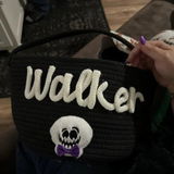 Personalized Halloween Rope Basket | Hand-Knit Name Trick-or-Treat Bucket
