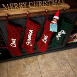 Custom Name Knitted Stockings, Large 18” Embroidered Customized Stocking -A