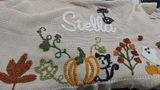 Hand-Embroidered Halloween Name Blanket