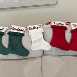 Personalized Velvet Ruffle Christmas Stocking – Embroidered Name