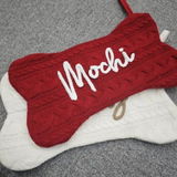Personalized Cable Knit Bone-Shaped Pet Christmas Stocking