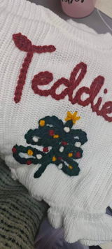 Hand Embroidered Christmas Name Romper – Baby's First Christmas