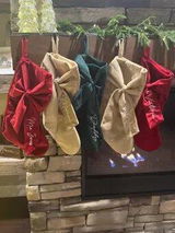 Personalized Velvet Bow Christmas Stocking – Embroidered Name