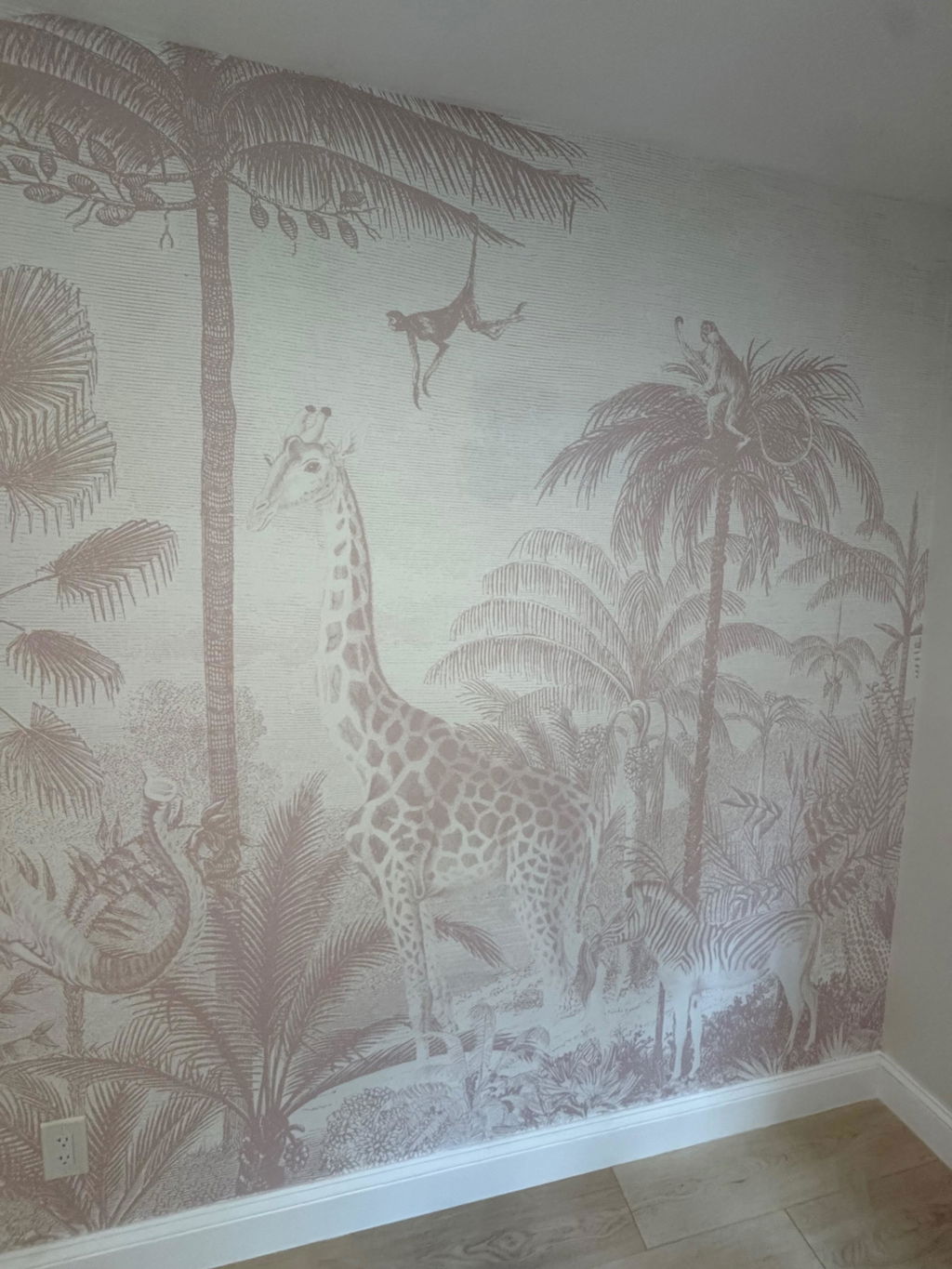 Safari Jungle Mural Wallpaper in Pink
