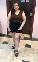 Ribbed V- neck tank top