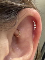 KOSINER 14K Solid Gold Delicate Pave Crescent Flat Back Stud