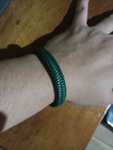 Pulsera de cuero trenzado: VERDE Oscuro