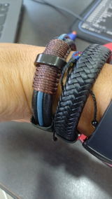 PULSERA CUERO trenzado: NEGRO