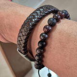 Pulsera Hombre Jaspe Rojo y Piedra Volcánica | Magma Rojo