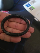 PULSERA CUERO trenzado: NEGRO