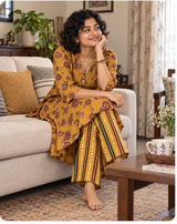 Mustard Bloom Pure Cotton Co-Ord Set