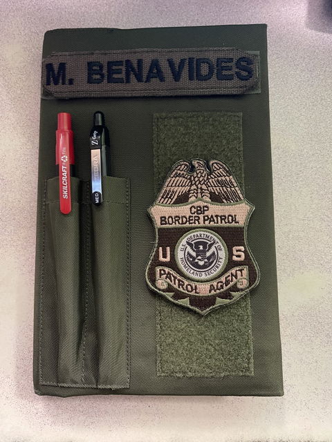 Military book cover for green journal with loop tape for patches. Style 1.