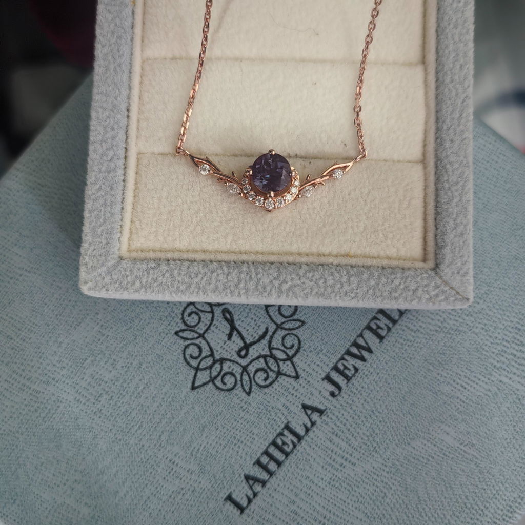 Custom Round Cut Lindy Star Sapphire Forest Moon Necklace - Eirwen