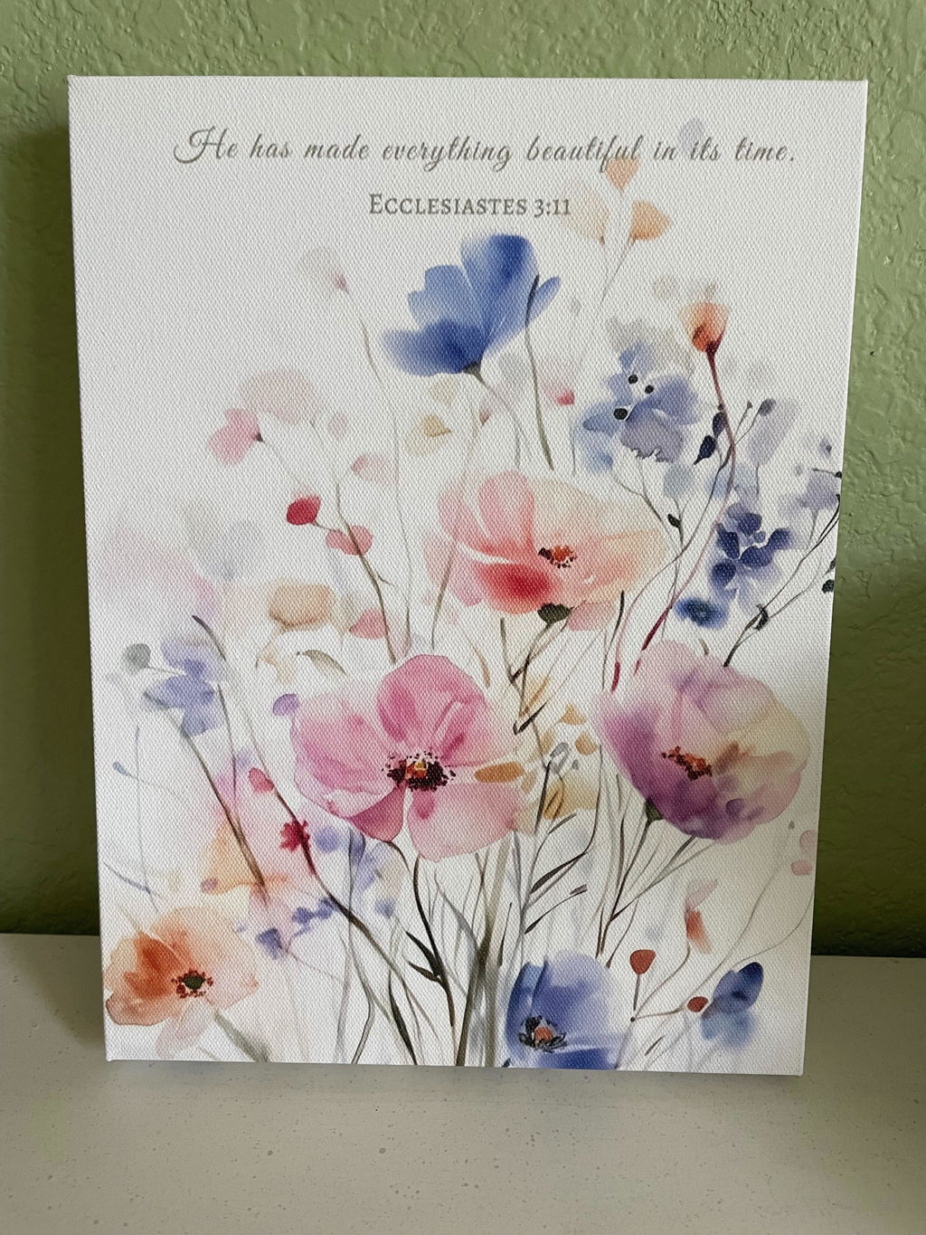 Beautiful in His Time, Ecclesiastes 3:11 Floral Scripture Wall Art