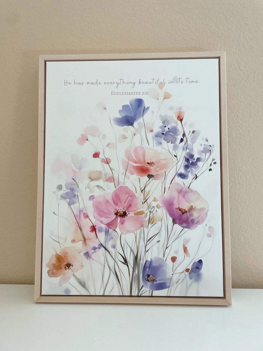 Beautiful in His Time, Ecclesiastes 3:11 Floral Scripture Wall Art
