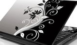 Laptop Notebook Skin Decal with 2 Matching Wrist Pads - Dark Abstract Floral