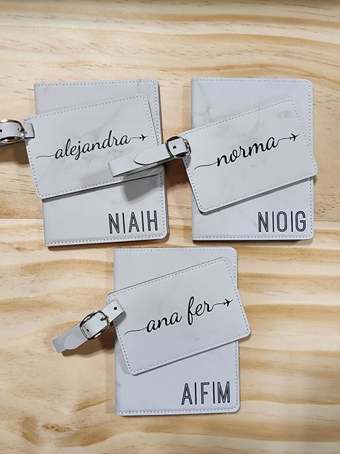 Customer photo of the Passport Holder and Luggage Tag they ordered from us