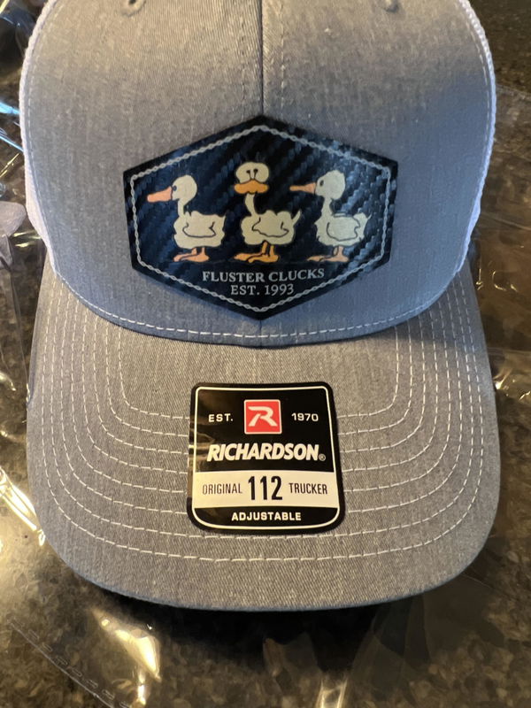 Customer photo of the Custom Richardson 112 Trucker Hat with Leather Patch or Logo they ordered from us