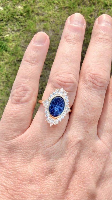 The Ethereal Ring | 2.83 CT Oval Starbrite™ Blue Sapphire