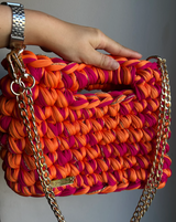 Sac Artisanale Crochet Orange Fuchsia – Style Chic et Moderne