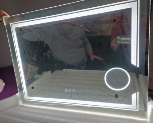 Customer photo of Rectangle Double Light Bathroom Mirror with 3X Magnifier