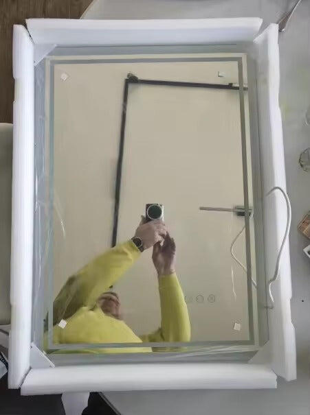 Customer photo of Large Rectangle Backlit Bathroom Mirror with Touch Controls