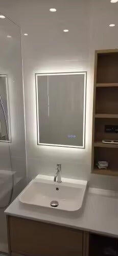 Customer photo of Large Rectangle Backlit Bathroom Mirror with Touch Controls