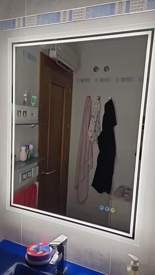 Customer photo of Large Rectangle Backlit Bathroom Mirror with Touch Controls