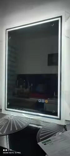 Customer photo of a rectangular illuminated mirror