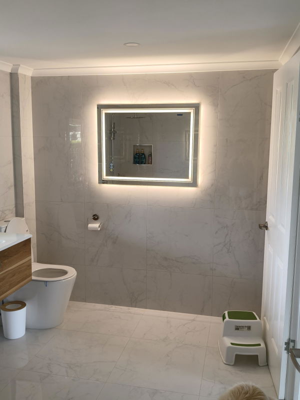 Customer photo of Rectangle Double Light Bathroom Mirror with Anti-Fog