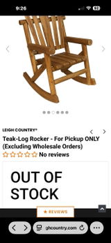 Teak light brown wood rocker. Back slats not together but rounded at top. review photo