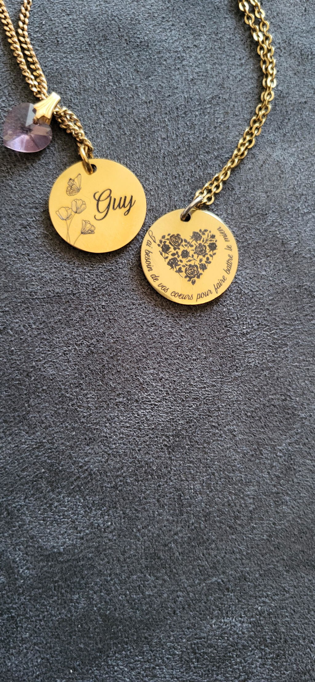 Collier Femme Personnalisé Coquelicot & Médaille Gravée