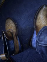 Mens Cross Strap Boots- Brown & Blue