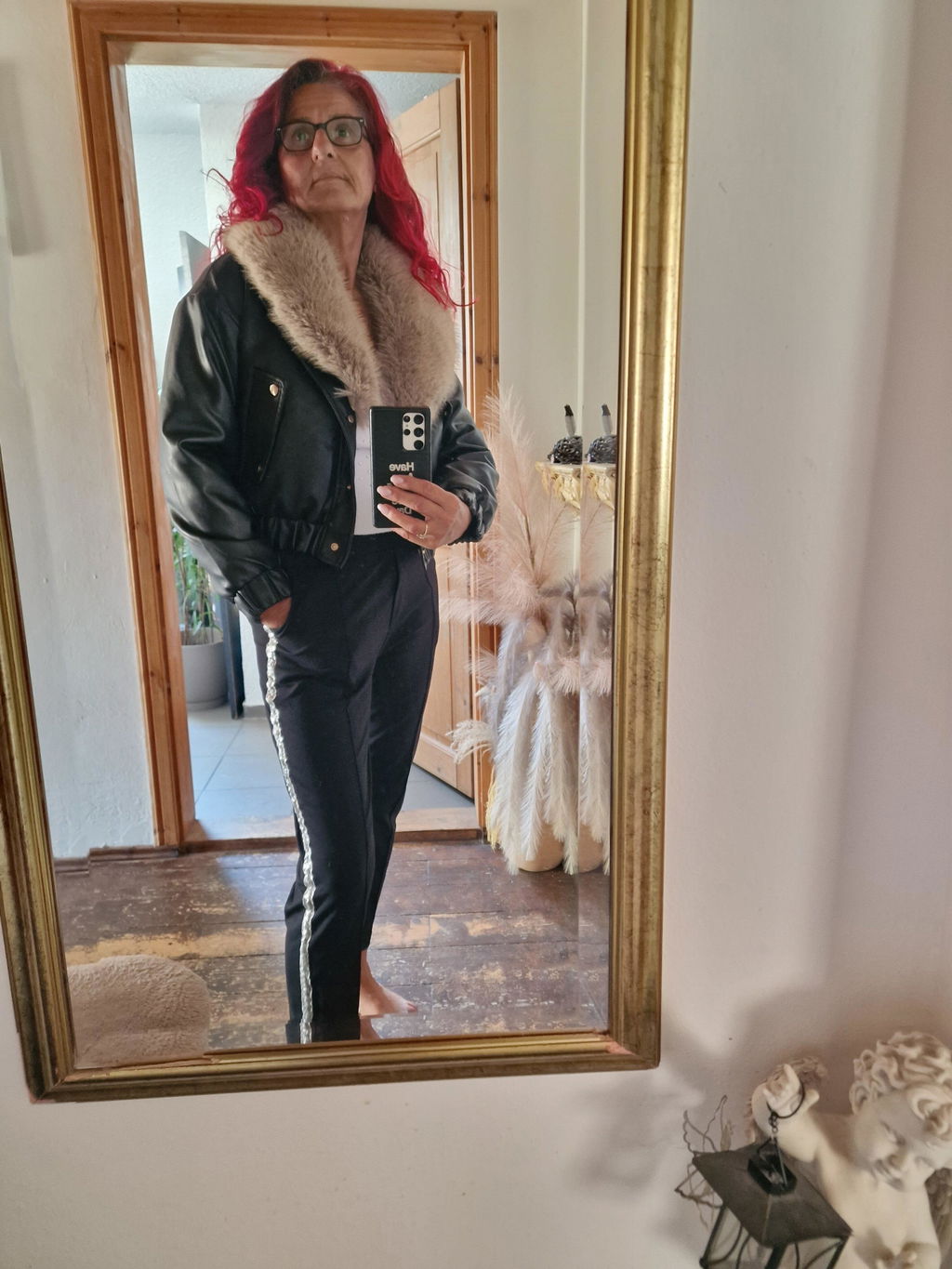 gefütterte Lederjacke 2508172-74